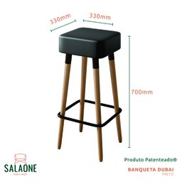 KIT 2 Banquetas de Luxo Dubai: Preto - 4