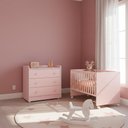 Ver imagem 1 de Quarto Bebe Infantil Doce Sonho Berço Reto Rodizio e Cômoda Trocador 4 Gavetas Qmovi