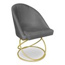Ver imagem 3 de Kit 02 Cadeiras Poltrona de Jantar Bela Veludo Grafite Base Metálica Luxo Dourado - Pallazio