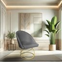 Ver imagem 2 de Kit 02 Cadeiras Poltrona de Jantar Bela Veludo Grafite Base Metálica Luxo Dourado - Pallazio