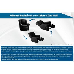 Poltrona Reclinável p/ Sala Aspen Romana Zero Wall Giro e Balanço Courano Branco - Probel - 2