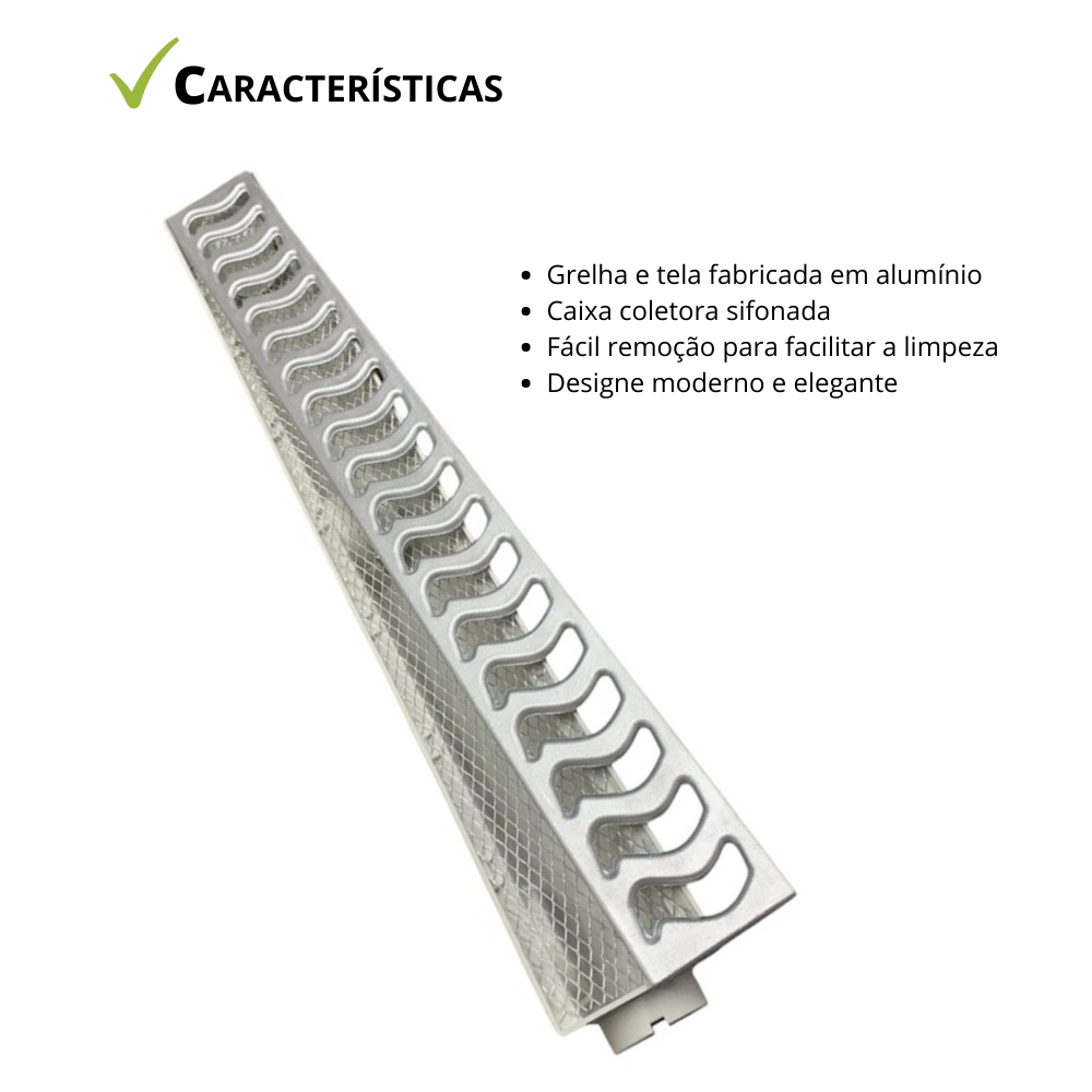 Ralo Linear Elite 6x50 C/coletora Sifonada Branca, Saída Linear com Tela Anti-inseto - 4