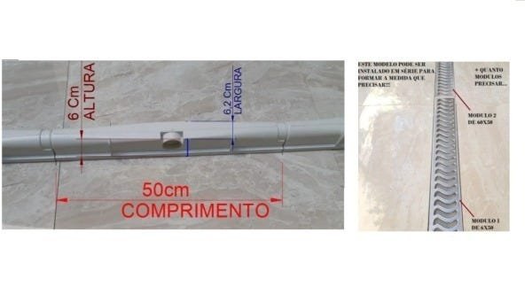 Ralo Linear Elite 6X50 C/Coletora Sifonada Branca, Saída Linear com Tela Anti-Inseto - 6