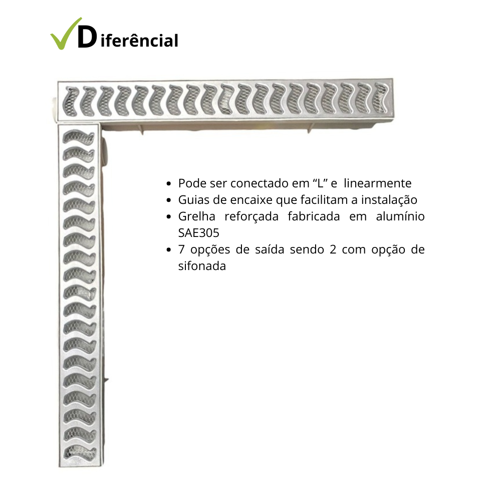 Ralo Linear Elite 6x50 C/coletora Sifonada Branca, Saída Linear com Tela Anti-inseto - 6