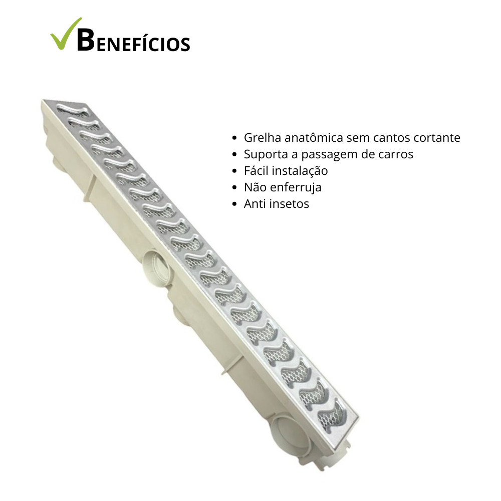 Ralo Linear Elite 6x50 C/coletora Sifonada Branca, Saída Linear com Tela Anti-inseto - 3