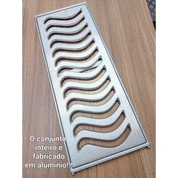 Ralo Pluvial 20x100 com Suporte e Grelha - Alumínio Escovado - 3