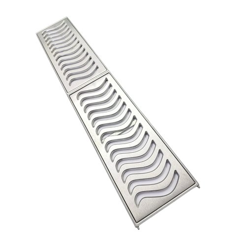 Ralo Pluvial 20x100 com Suporte e Grelha - Alumínio Escovado