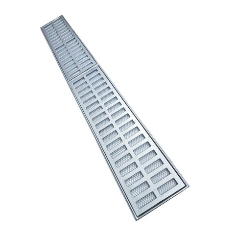 Ralo Pluvial 15x100 com Suporte e Grelha - Alumínio Escovado (2 Ralos 15x50)