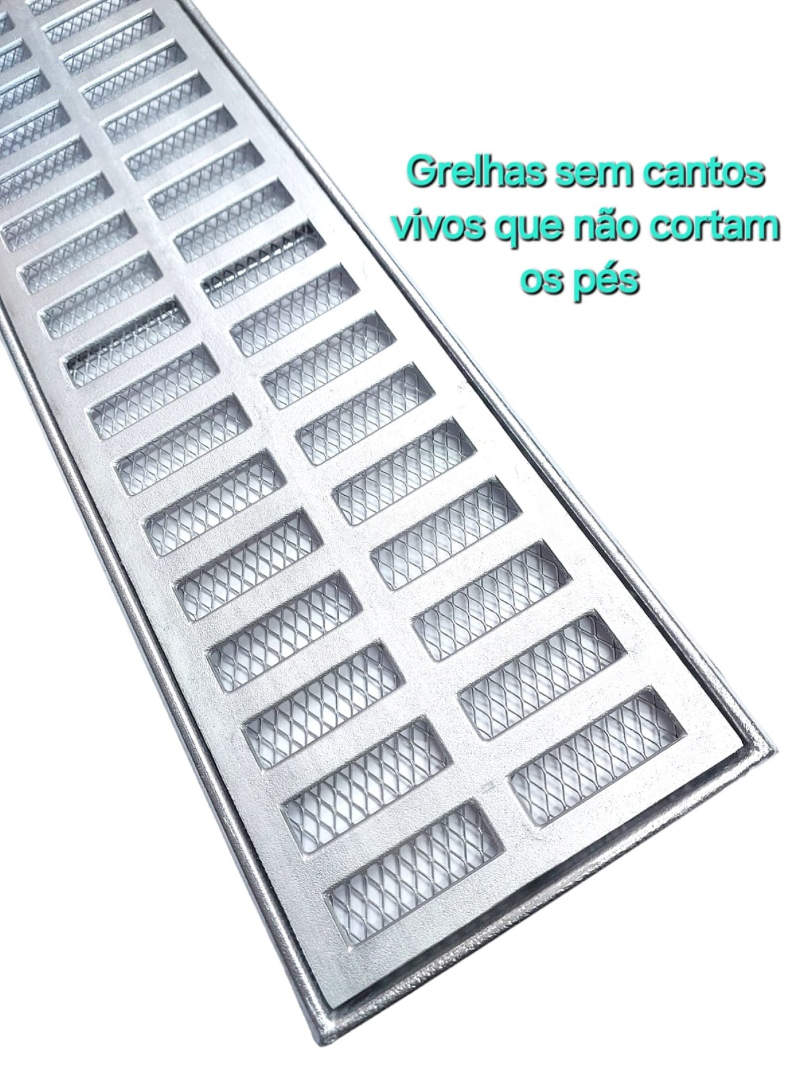 Ralo Pluvial 15x100 com Suporte e Grelha - Alumínio Escovado (2 Ralos 15x50) - 2