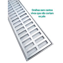 Ralo Pluvial 15x100 com Suporte e Grelha - Alumínio Escovado (2 Ralos 15x50) - 2