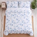 Ver imagem 5 de Kit Cobre Leito Evolution Casal Estampado Floral Dupla Face Colcha 3 Peças Lunera