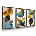Ver imagem 2 de Quadros Decorativos Folhagens Sala Tons Amarelo Azul