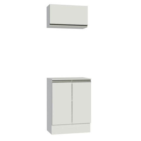 Kit Armário de Cozinha 60 Cm 100% Mdf 2 Portas e 1 Suspensa Branco Smart Madesa