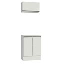 Ver imagem 1 de Kit Armário de Cozinha 60 Cm 100% Mdf 2 Portas e 1 Suspensa Branco Smart Madesa
