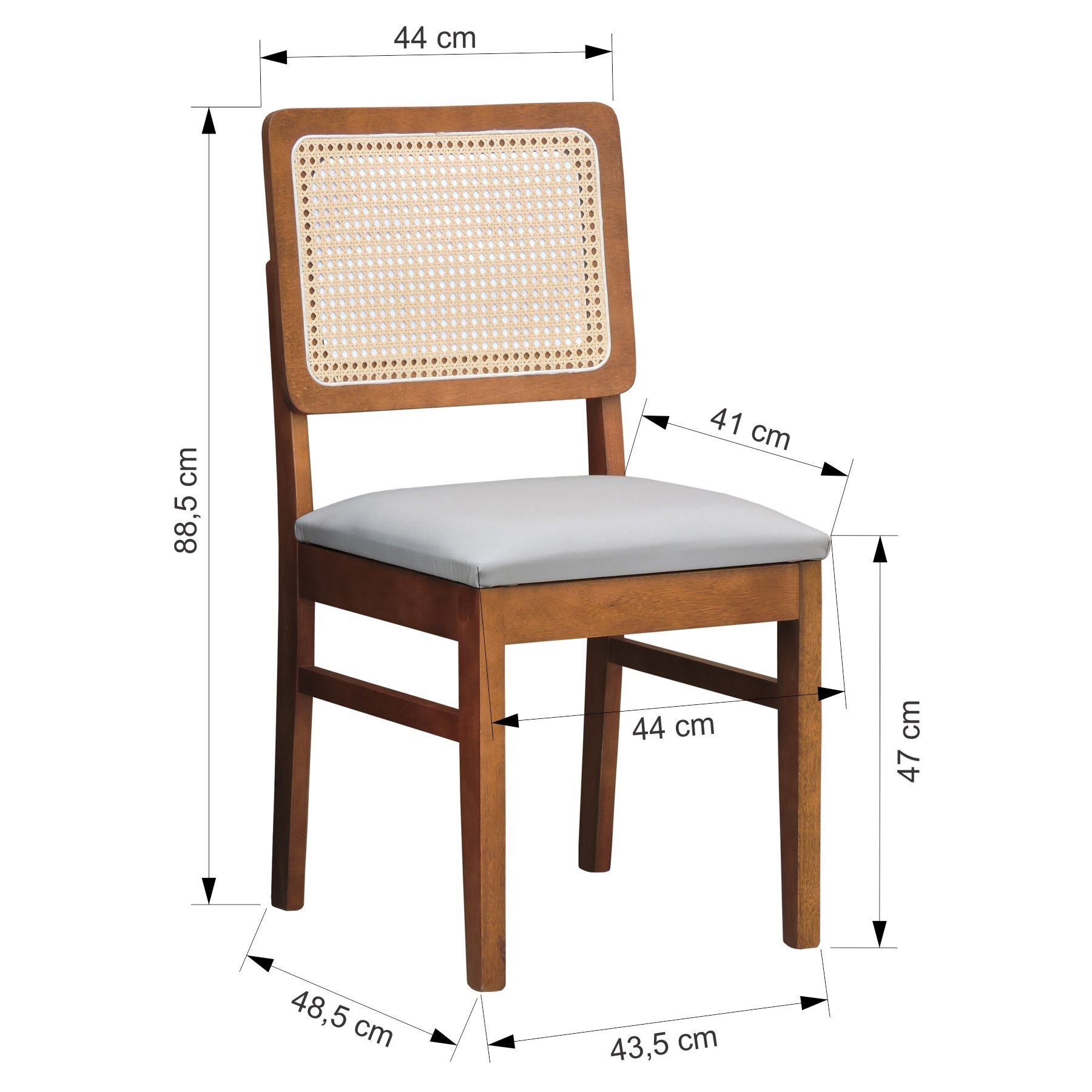 Kit 2 Cadeiras Lyon Encosto Telinha Natural Assento Estofado - Amêndoa - 2
