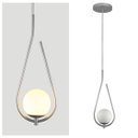 Ver imagem 3 de Lustre Pendente On Drop - Prata com Globo de Vidro Branco