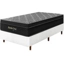 Ver imagem 1 de Cama Box Branca + Colchão Solteiro King Santa Cruz Preto Molas Ensacadas Euro Pillow 96x203x72cm