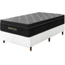 Ver imagem 1 de Cama Box Branca + Colchão Solteiro King Santa Cruz Preto Molas Ensacadas Euro Pillow 96x203x72cm