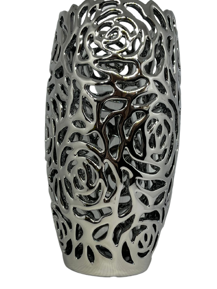 Vaso Decorativo Prata Vazado - Mabruk - 3