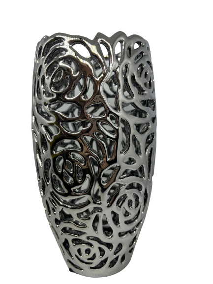 Vaso Decorativo Prata Vazado - Mabruk - 1