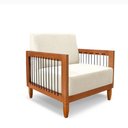 Ver imagem 2 de Poltrona Sala de Estar Pés Madeira Maciça Corda Náutica Preta 75cm Manila Linho Off White Rústico G6