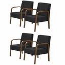Ver imagem 1 de Kit 4 Poltronas Decorativas 1 Lugar Luna Braço Madeira D Salla Suede Preto
