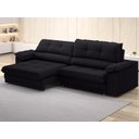 Ver imagem 1 de Sofá com Carregador Usb Retrátil Reclinável Monaco 2,90m Velosuede Preto - Netsofas