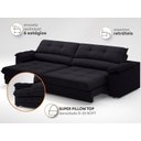 Ver imagem 5 de Sofá com Carregador Usb Retrátil Reclinável Monaco 2,90m Velosuede Preto - Netsofas