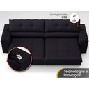 Ver imagem 7 de Sofá com Carregador Usb Retrátil Reclinável Monaco 2,90m Velosuede Preto - Netsofas