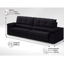 Ver imagem 3 de Sofá com Carregador Usb Retrátil Reclinável Monaco 2,90m Velosuede Preto - Netsofas
