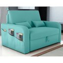 Ver imagem 1 de Sofá Cama Zion 2 Lugares Reclinável Verde Menta Veludo Matrix