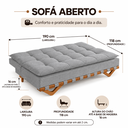 Ver imagem 4 de Sofá Cama Casal Lumi 3 Lugares 1,90m Linho com Pillow Top - Cinza