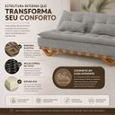 Ver imagem 6 de Sofá Cama Casal Lumi 3 Lugares 1,90m Linho com Pillow Top - Cinza