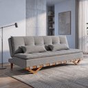 Ver imagem 1 de Sofá Cama Casal Lumi 3 Lugares 1,90m Linho com Pillow Top - Cinza