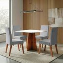 Ver imagem 1 de Conjunto Sala de Jantar Mesa Quadrada 0,90m Moove 4 Cadeiras Linho Milano Viero