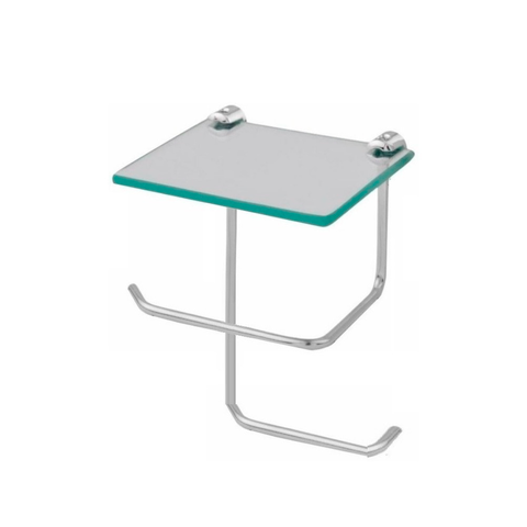 Papeleira Dupla Papel Higiênico com Suporte Vidro Incolor