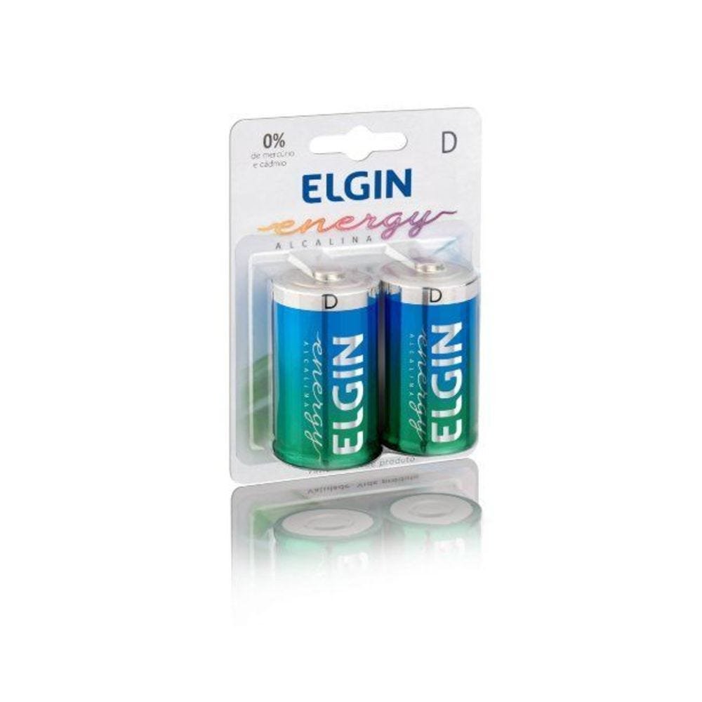 Bateria Elgin alcalina \"D\" com 2
