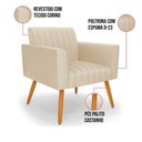 Ver imagem 3 de Kit 2 Poltronas Viena Gomada Corino Bege Pés Palito Castanho - D’Rossi
