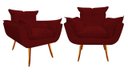 Ver imagem 1 de Kit 2 Poltronas Decorativa Opala Suede Marsala Pés Madeira Ms Decor