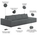 Ver imagem 4 de Sofá Ilha Modular para Sala 342cm com Puff Dublin K01 Bouclê Cinza - Lyam Decor