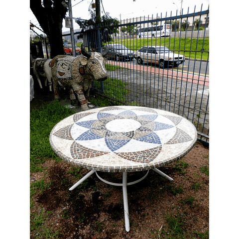 Mesa em Mosaico Mandala Indiana Ii - Somente o Tampo 120cm