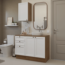 Ver imagem 1 de Conjunto Gabinete para Banheiro 110cm 3 Gavetas 3 Portas Rustic/Branco Vik Madesa 01