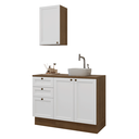 Ver imagem 2 de Conjunto Gabinete para Banheiro 110cm 3 Gavetas 3 Portas Rustic/Branco Vik Madesa 01