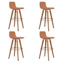 Ver imagem 2 de Kit 4 Banquetas Altas Luxo Linea Aço Cobre Linho Terracota Base Carvalho