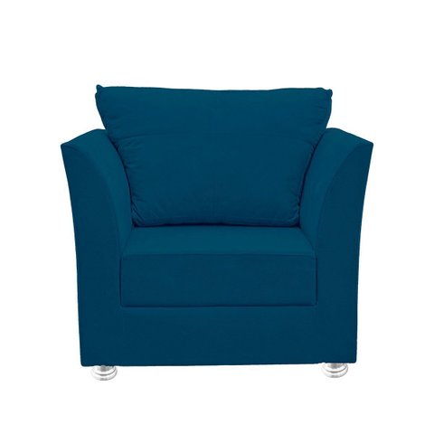 Poltrona Cadeira Decorativa para Sala e Quarto Lisboa Suede Azul Marinho