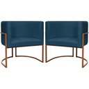 Ver imagem 1 de Kit 2 Poltronas para Sala de Recepção Luna Suede Cores Base de Ferro Bronze - Azul-marinho, Suede