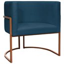 Ver imagem 6 de Kit 2 Poltronas para Sala de Recepção Luna Suede Cores Base de Ferro Bronze - Azul-marinho, Suede