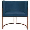 Ver imagem 7 de Kit 2 Poltronas para Sala de Recepção Luna Suede Cores Base de Ferro Bronze - Azul-marinho, Suede