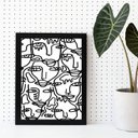 Ver imagem 2 de Quadro Minimalista Faces One line 33x24cm - com Vidro:madeira Branca