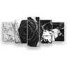 Quadro Decorativo Rosa Notas Musicais Preto E Branco 129x61 5pc Sala - 1